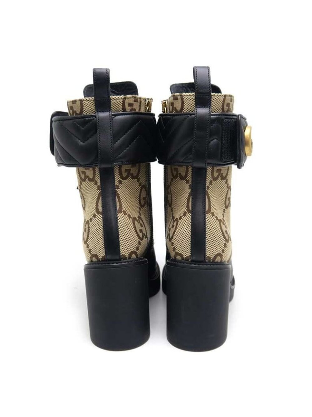 Gucci Double G Ankle Boots 38 GG Canvas Leather - Picture 4 of 11